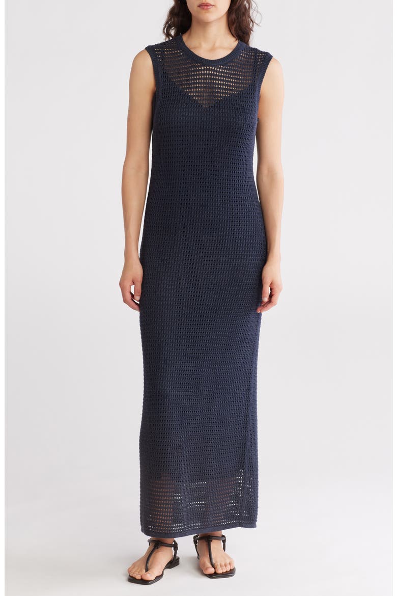 Open Stitch Linen Blend Tank Sweater Dress, Main, color, NOCTURNE WAY