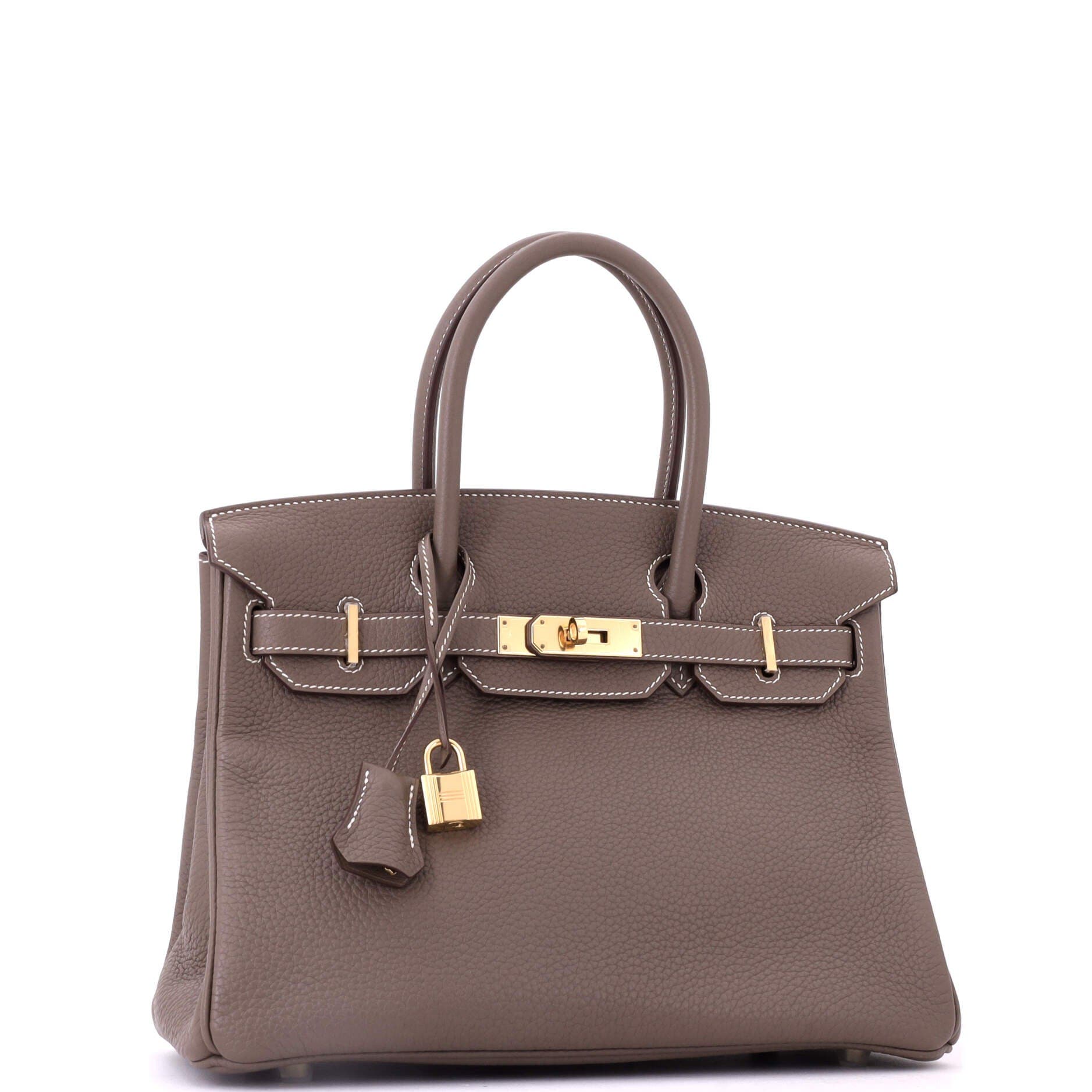 Birkin Handbag Grey Clemence with Gold Hardware 30, Alternate, color, Grey