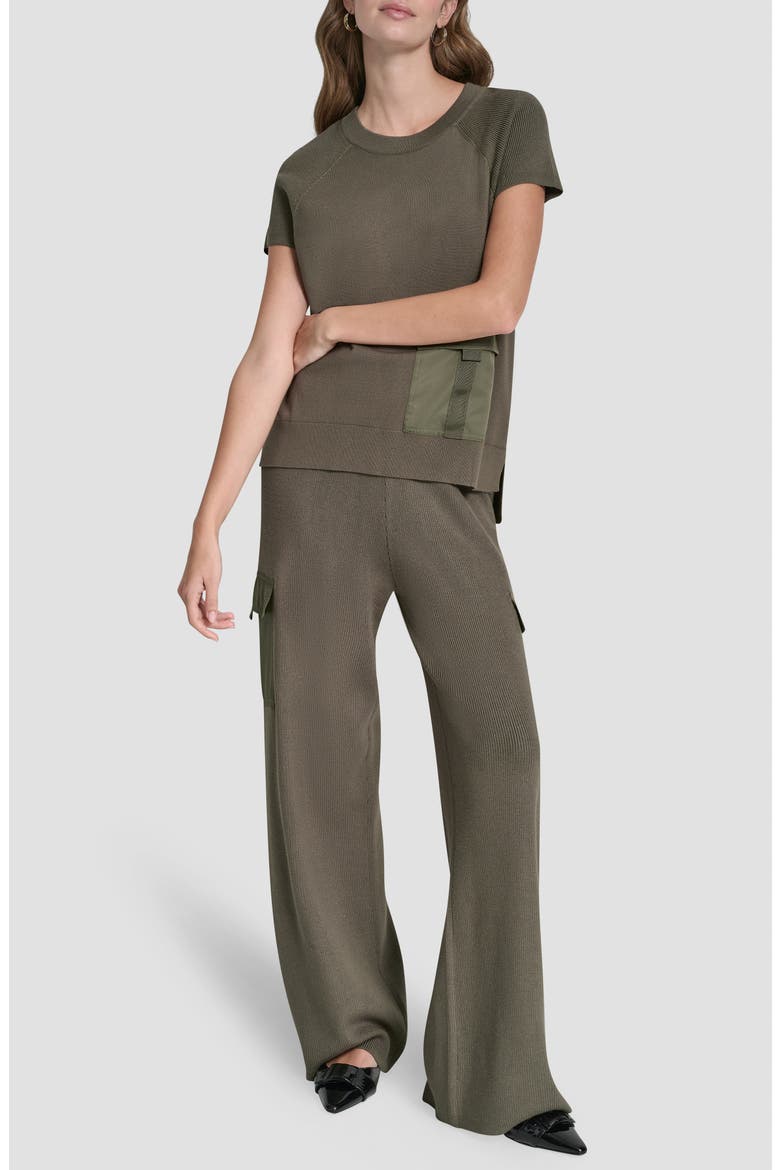Satin Pocket Short Sleeve Sweater, Alternate, color, CITY TAUPE
