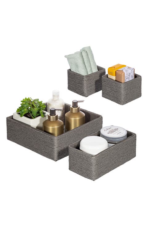 Set of 4 Woven Rope Storage Baskets