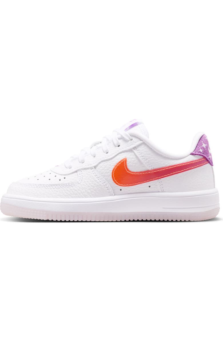 Nike Kids' Air Force 1 Sneaker, Alternate, color, White/ Bright Violet/ Orange