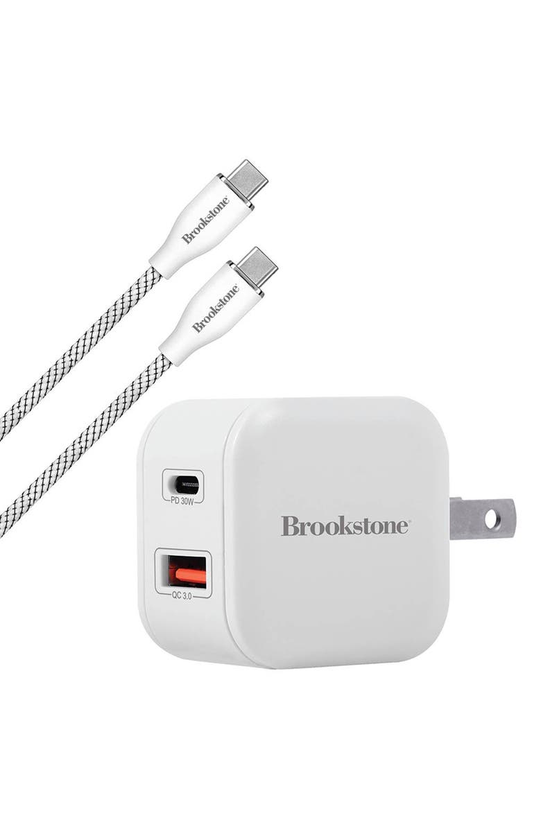 BROOKSTONE 4 Foot C-to-C & Wall Charger, Main, color, White