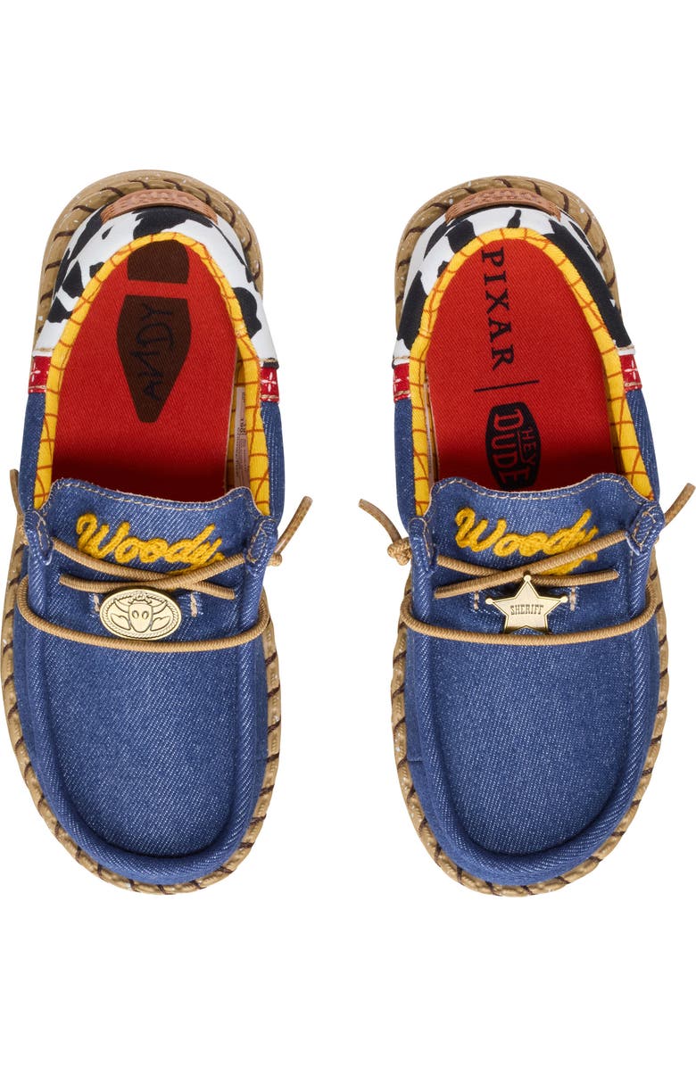 Hey Dude x Toy Story Wally Sheriff Woody Slip-On, Alternate, color, White/ Faded Denim