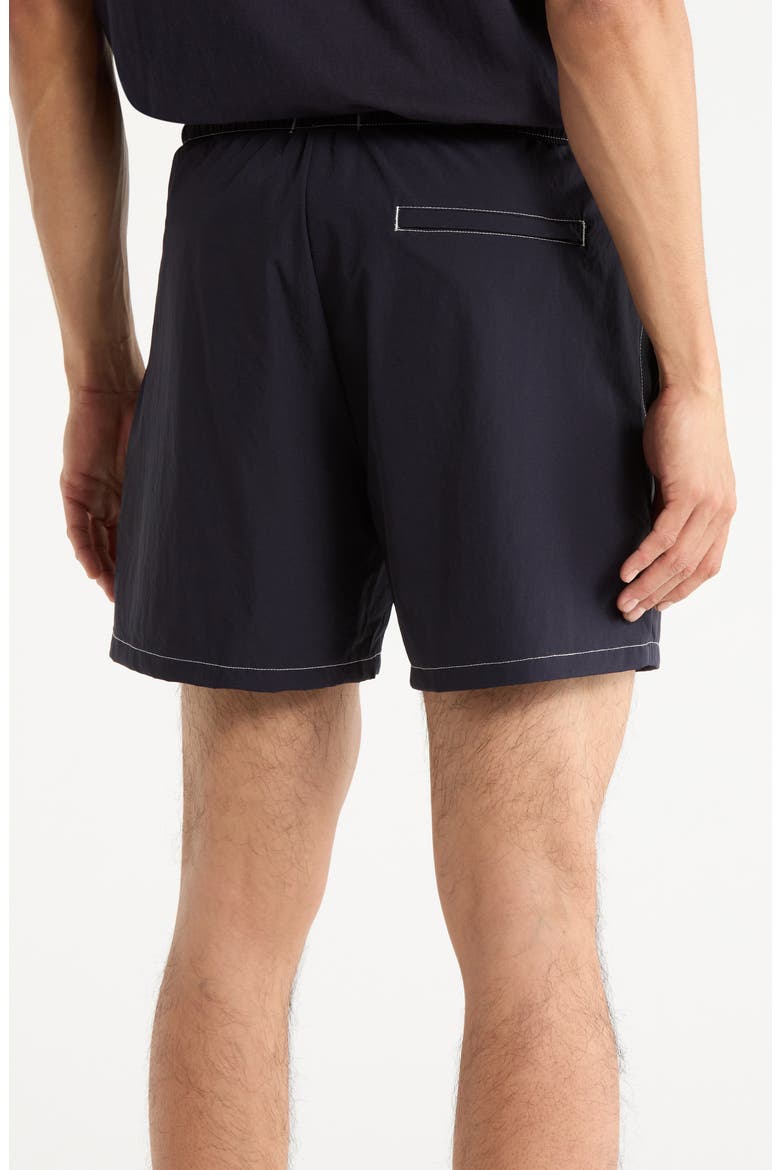 Hybrid Cursive 5-Inch Swim Trunks, Alternate, color, NAVY
