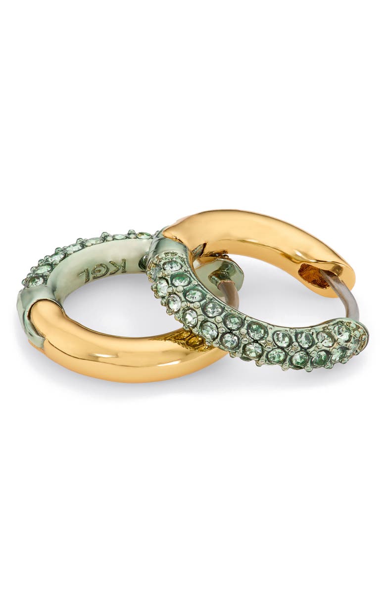 Kurt Geiger London Crystal Pavé Huggie Hoop Earrings, Alternate, color, Green