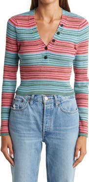 Derek Lam 10 Crosby Milana Crop Henley T-Shirt