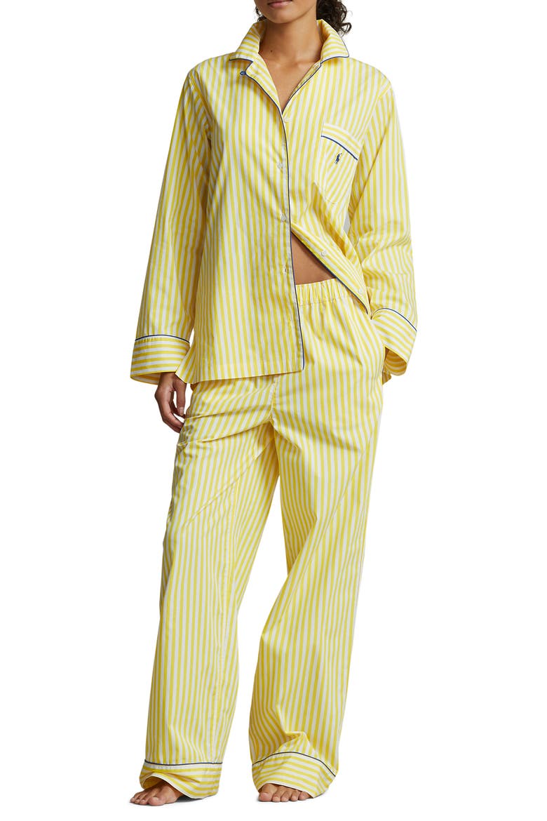 Madison Stripe Cotton Pajamas, Main, color, YELLOW STRIPE