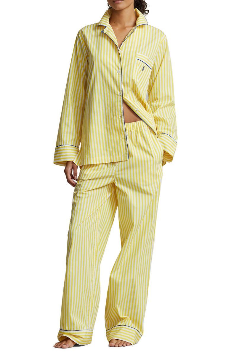 Polo Ralph Lauren Madison Stripe Cotton Pajamas, Main, color, Yellow Stripe