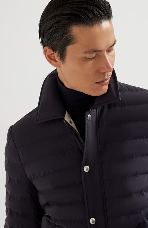 Brunello Cucinelli Quilted Shell Down Shirt Jacket In Blue