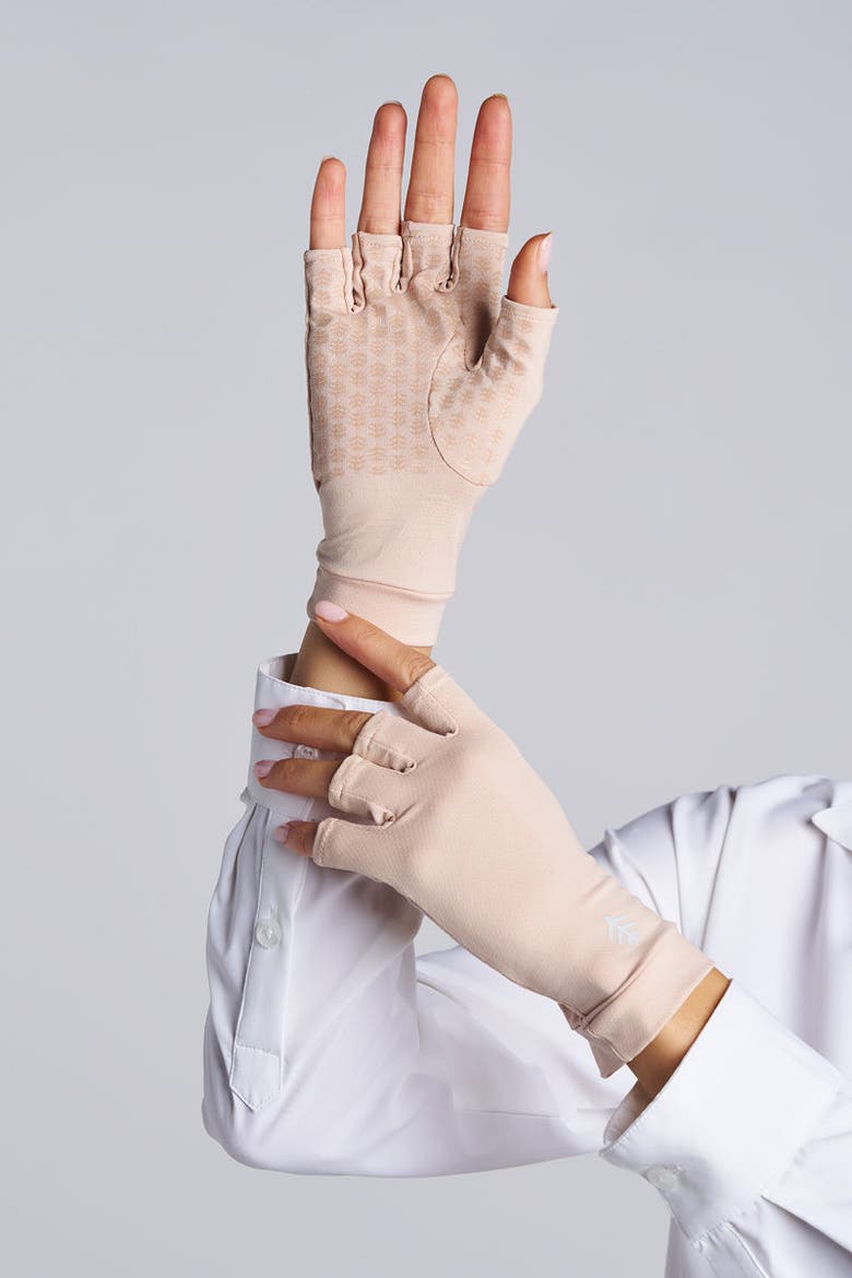 Ouray Fingerless UV Sun Gloves, UPF 50+ Sun Protection, Alternate, color, Pale Khaki