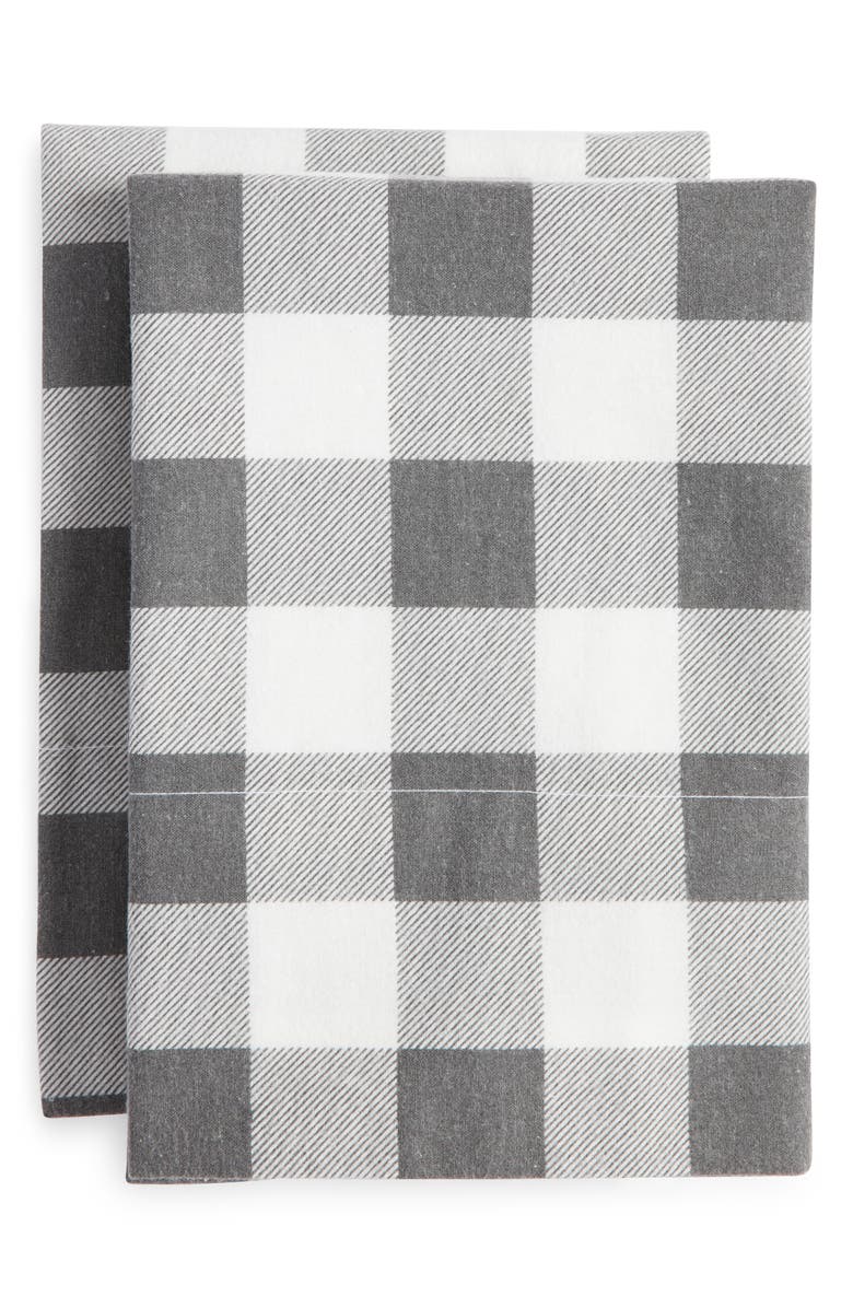 Nordstrom Set of 2 Organic Cotton Flannel Pillowcases, Main, color, Grey Buffalo Plaid