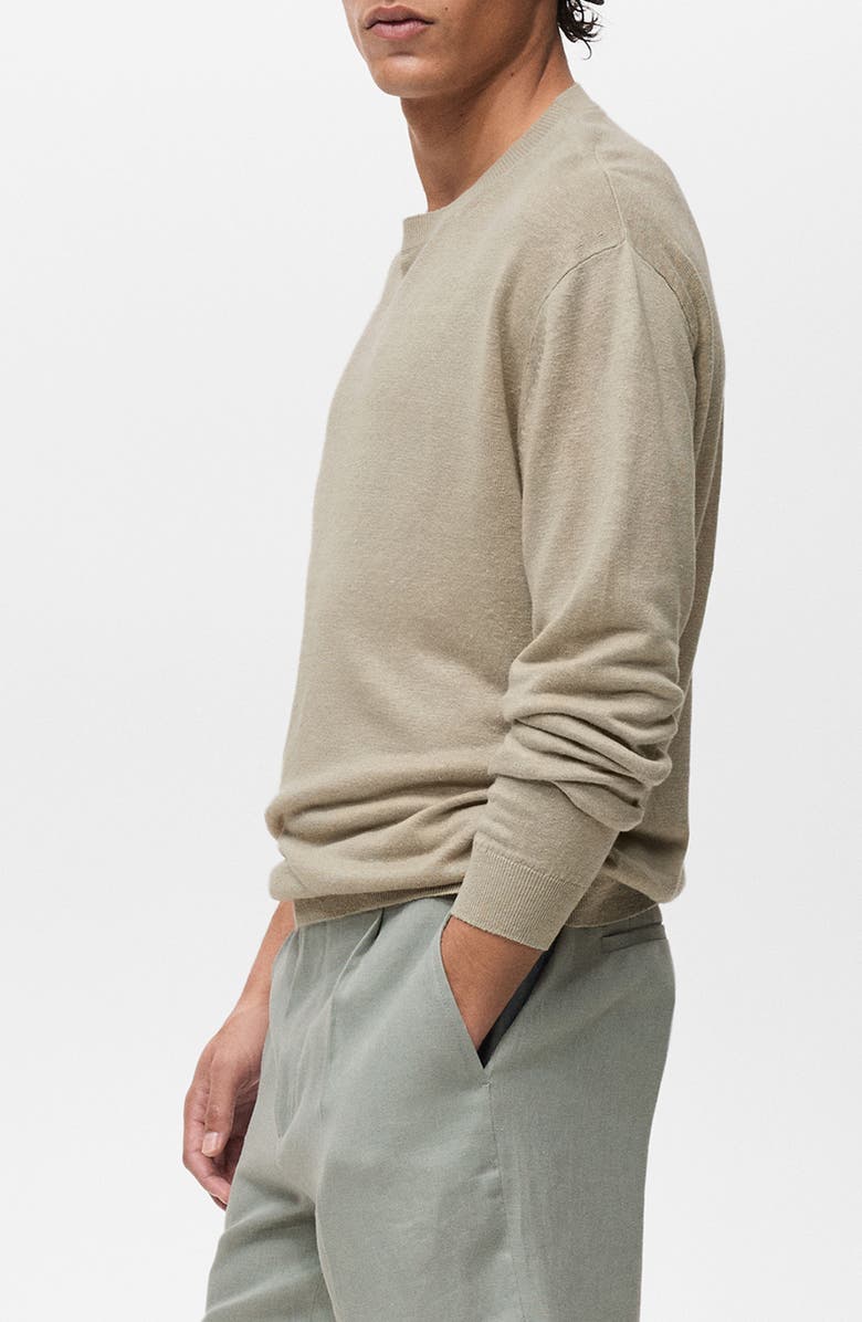 MANGO Crewneck Linen Sweater, Alternate, color, 