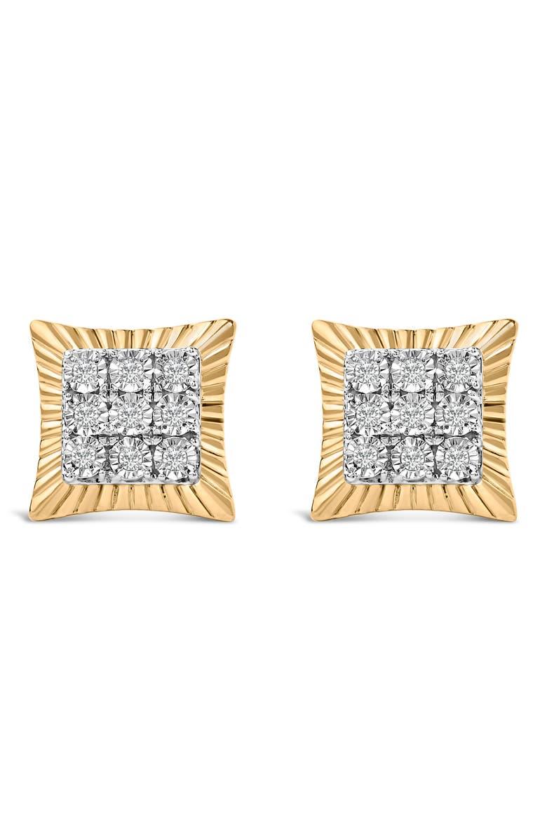Haus of Brilliance 10K Yellow Gold Plated Silver 1/4 Cttw Diamond Textured Halo Stud Earrings, Main, color, Yellow