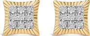 Haus of Brilliance 10K Yellow Gold Plated Silver 1/4 Cttw Diamond Textured Halo Stud Earrings