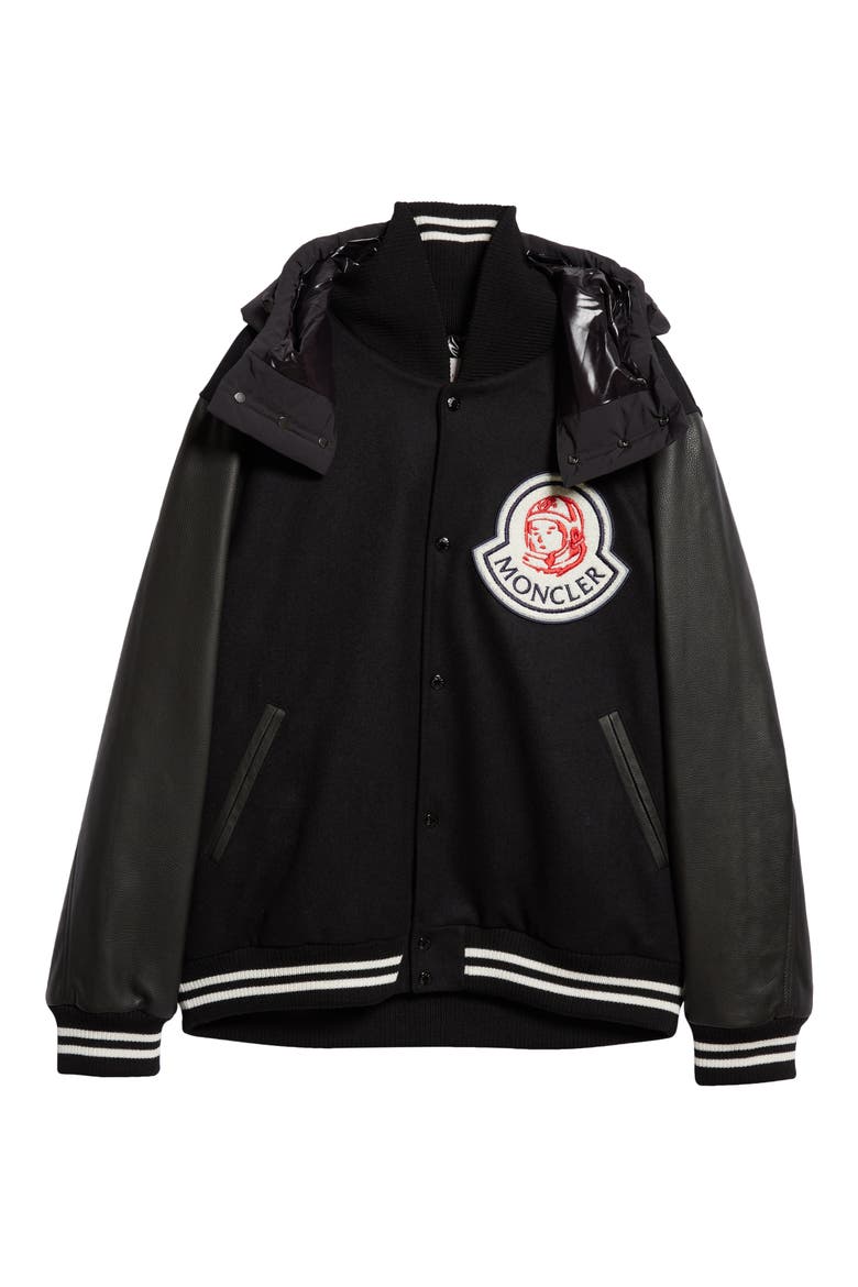 x Billionaire Boys Club Durnan Leather & Virgin Wool Blend Bomber Jacket, Alternate, color, BLACK