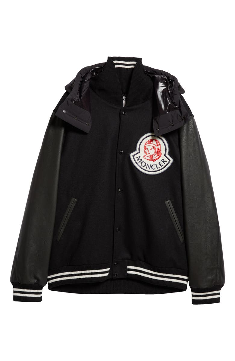 Moncler Genius x Billionaire Boys Club Durnan Leather & Virgin Wool Blend Bomber Jacket, Alternate, color, 