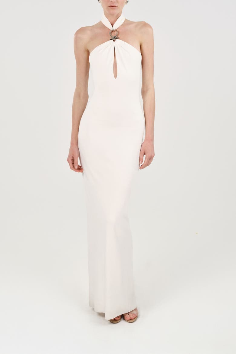 Cut-Out Detail Embellished Maxi Dress, Main, color, White