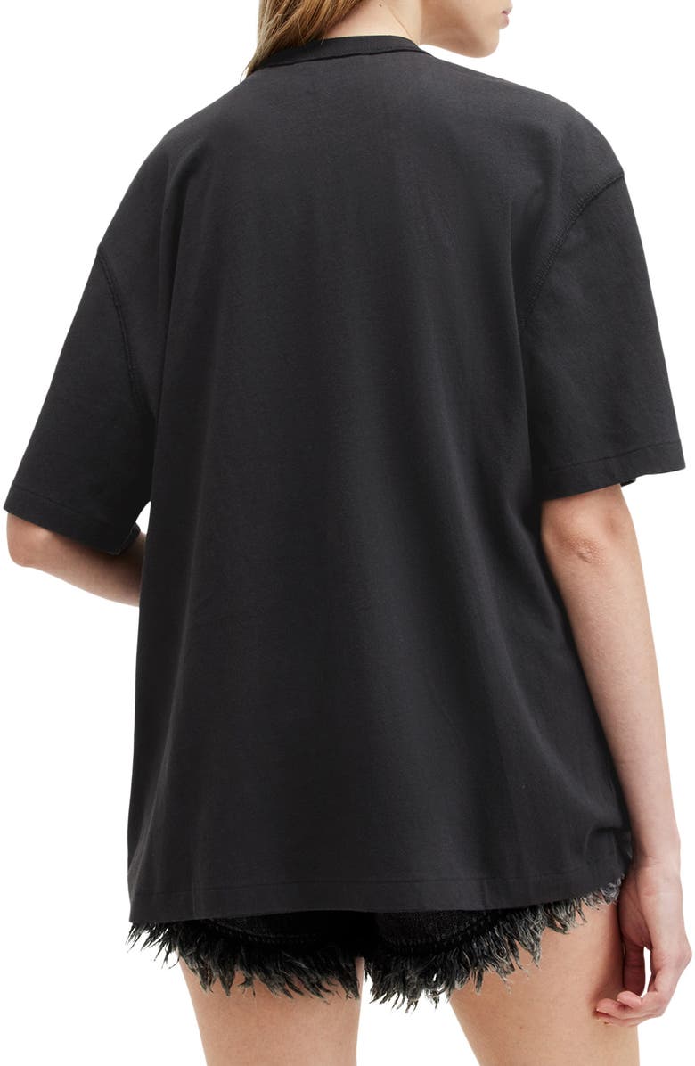 AllSaints Covenant Oversize Embellished Cotton Graphic T-Shirt, Alternate, color, Washed Black