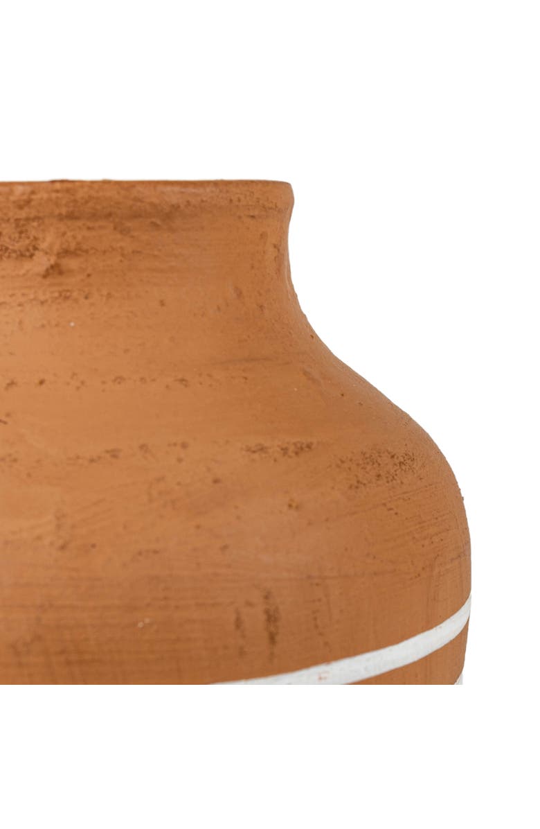 Foreside Home and Garden Multi White Stripe Terracotta Vase, Alternate, color, White