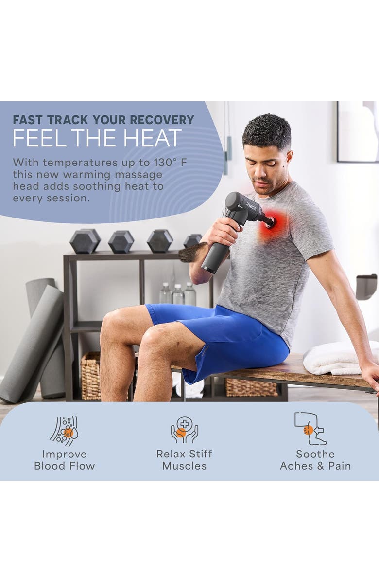 Lifepro Sonic LX Heated Deep Tissue Massage Gun Portable Handheld Percussion Massager, Alternate, color, 