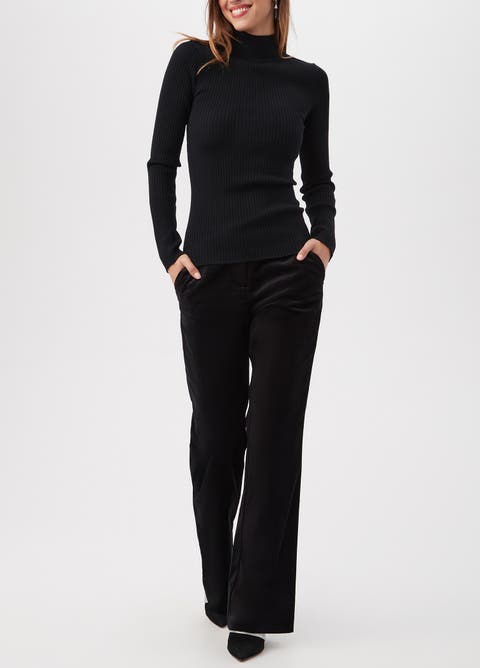 トリーナターク Trina Turk Barbier Sweater レディース Sweaters Black Larissa 2 Merino Wool Turtleneck Sweater Dress with Sheer