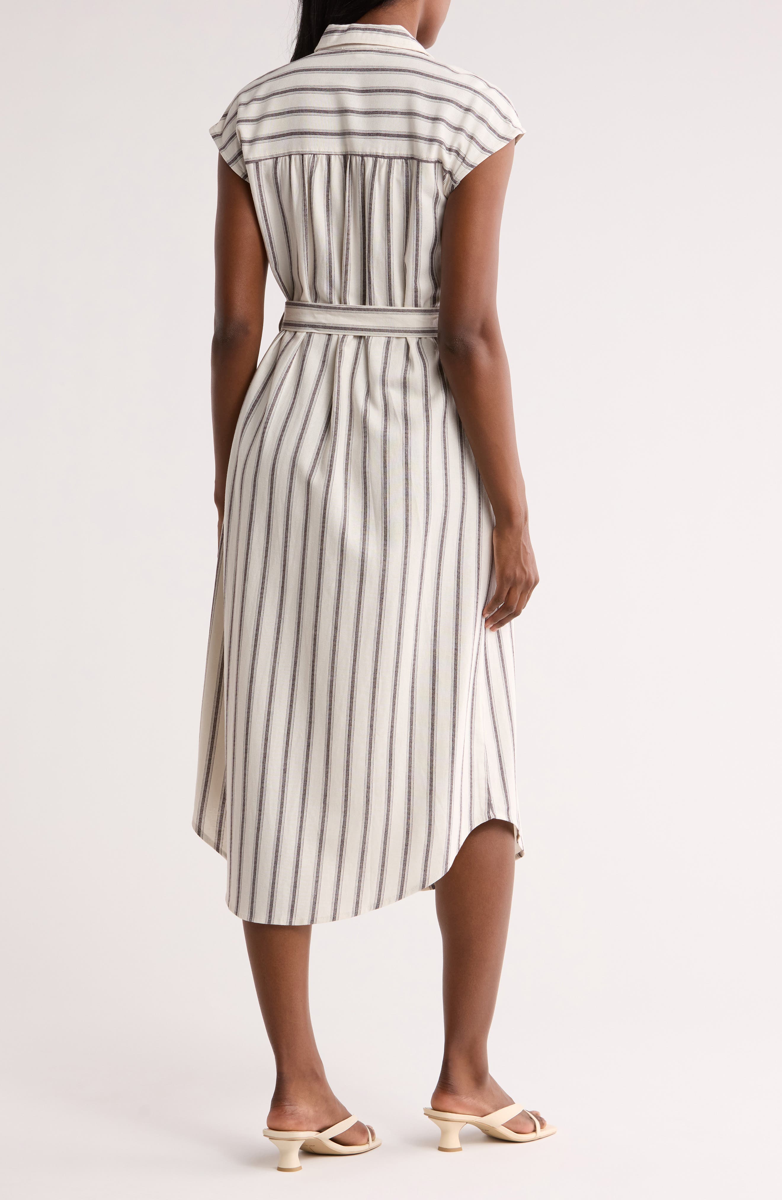 Stripe Cap Sleeve Shirtdress - image 2
