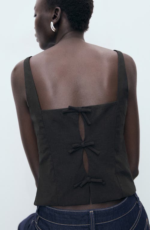 Mango Bow Back Crop Camisole In Black