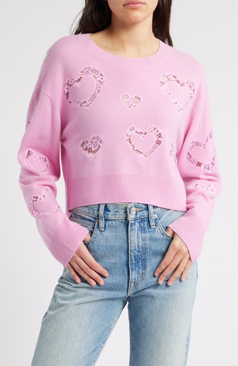 LoveShackFancy Parson Heartfelt Wool & Cashmere Sweater, Main, color, 