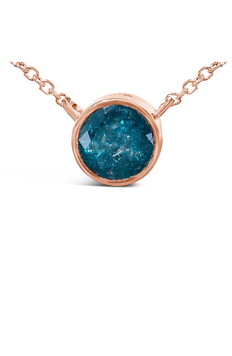 Haus of Brilliance 14K Rose Gold 2.0 Cttw Bezel Set Blue Diamond Solitaire Pendant Necklace, Alternate, color, Pink