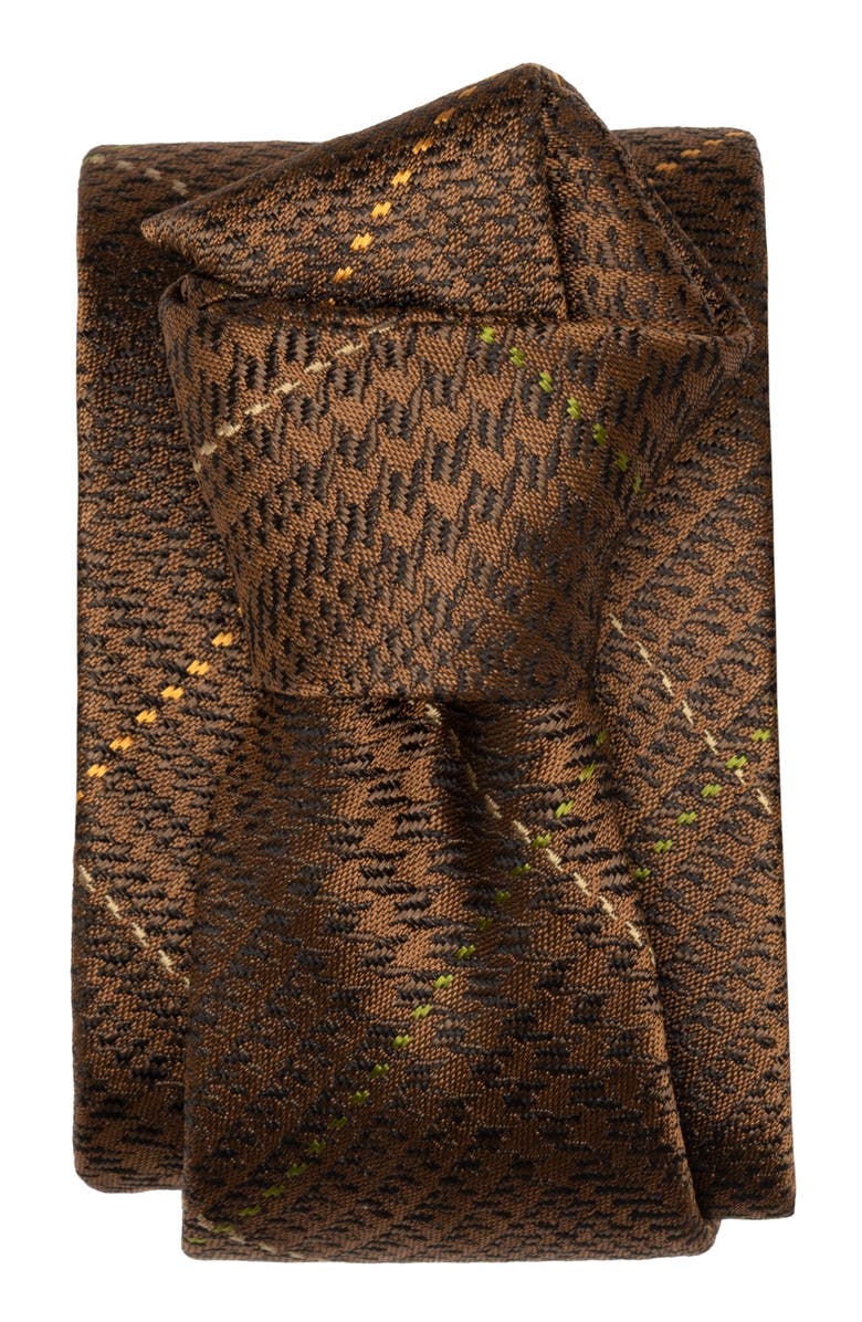 Elizabetta Spoleto - Extra Long Silk Jacquard Tie for Men, Alternate, color, Oak Brown