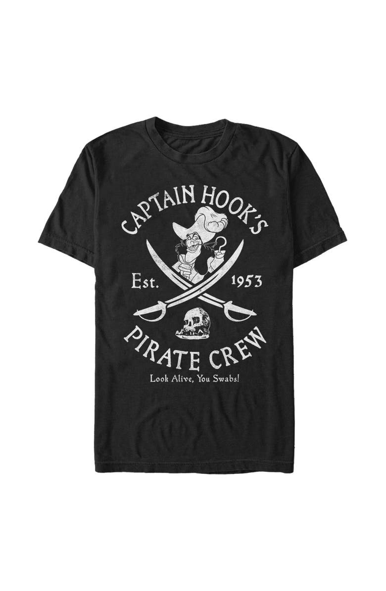Peter Pan Men's Peter Pan Captain Hook's Pirate Crew Graphic T-Shirt, Main, color, Black
