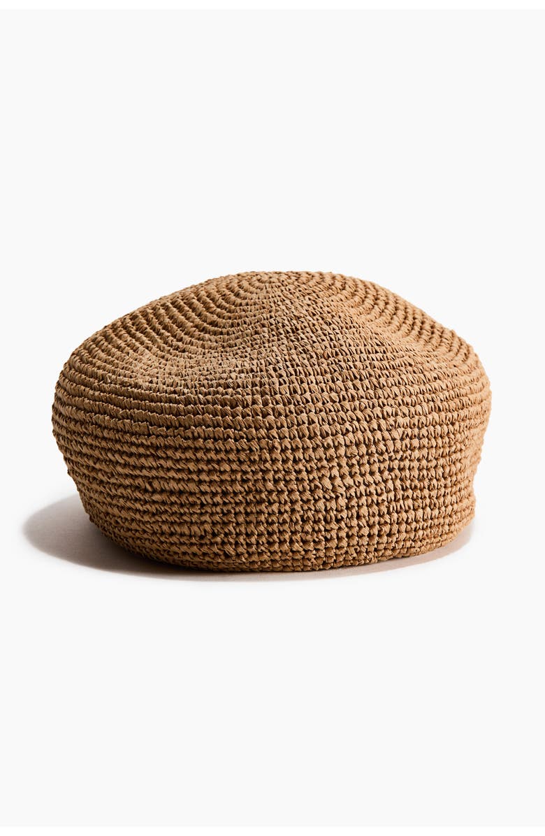 H&M Straw Beret, Main, color, Dark Beige