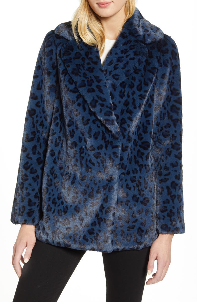 Ted Baker London Faux Leopard Fur Jacket, Main, color, 