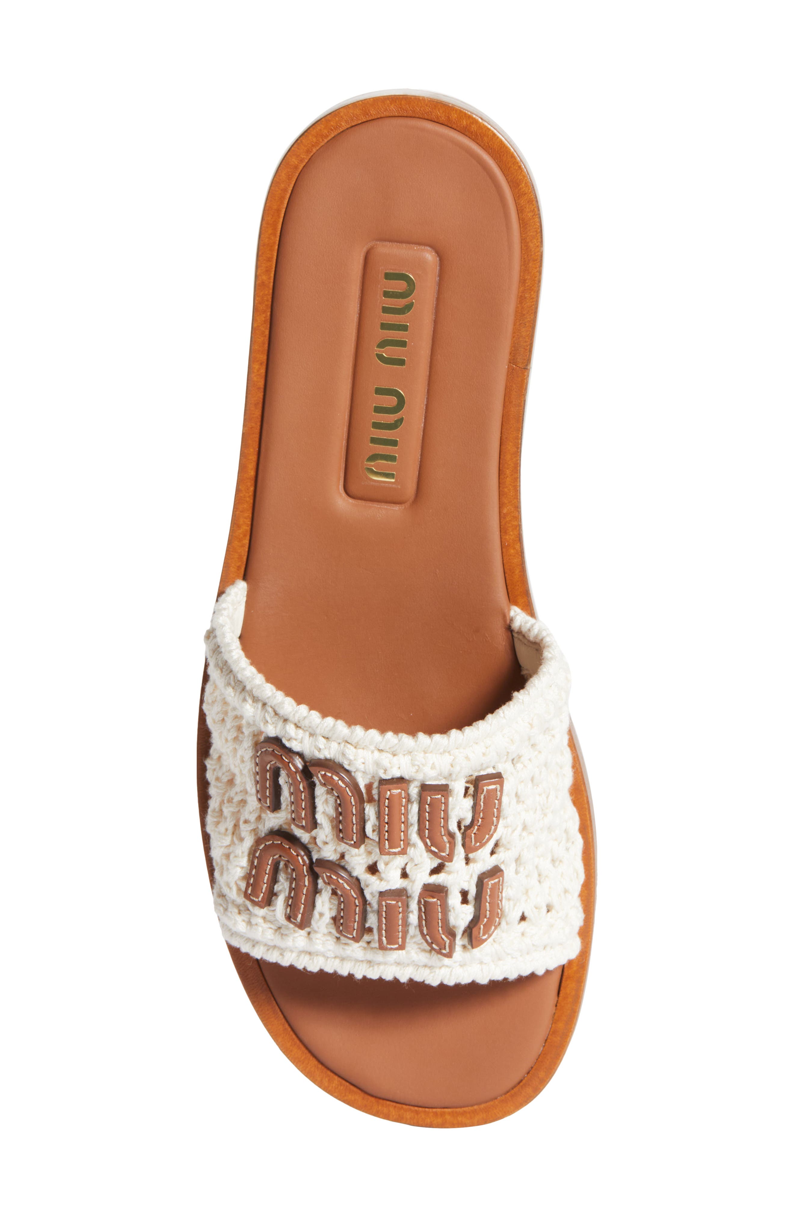 Miu Miu Crochet Slide Sandal, Alternate, color, Off White