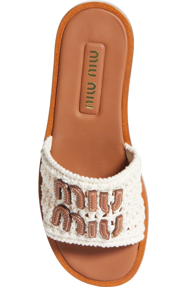 Miu Miu Crochet Slide Sandal, Alternate, color, Off White