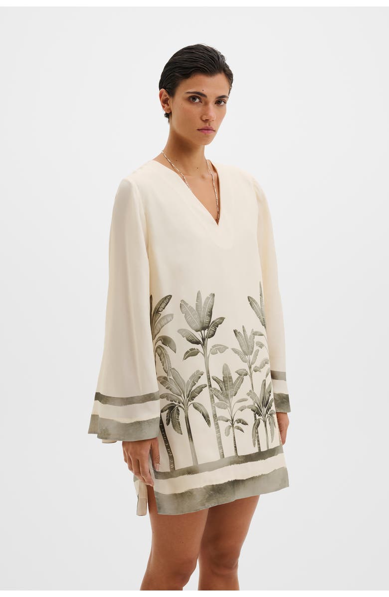 Malina Leonella V-Neck Tunic Mini Dress, Main, color, Palm