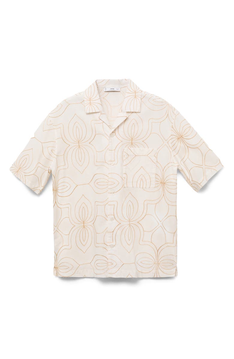 MANGO Embroidered Cotton Camp Shirt, Alternate, color,