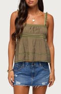 EDIKTED Mable Lace Trim Tiered Babydoll Tank