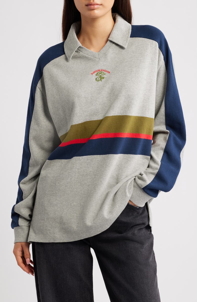 Damson Madder Verity V-Neck Rugby Shirt, Main, color, Grey