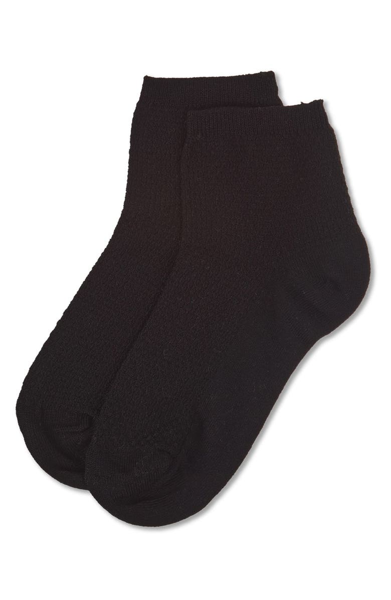MeMoi Girls' Pique Stitch Anklet Socks, Alternate, color, Black