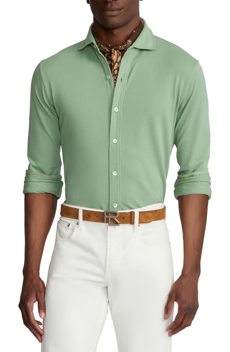 Ralph Lauren Purple Label RL Buckle Calf Suede Belt, Alternate, color,