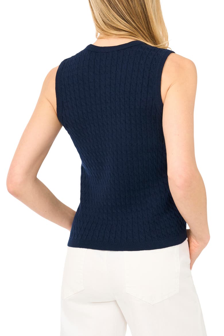 Cable Stitch Cotton Sweater Tank, Alternate, color, CLASSIC NAVY