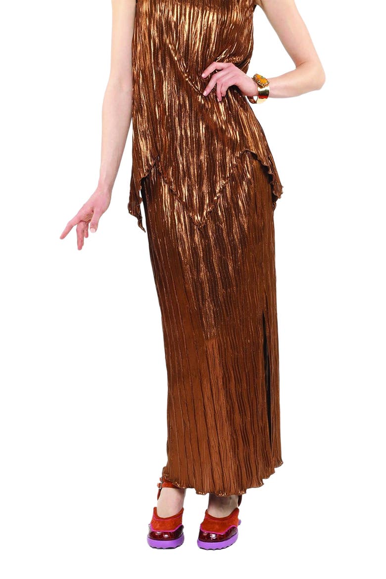 Fortuny Pleats Skirt, Alternate, color, Bronze