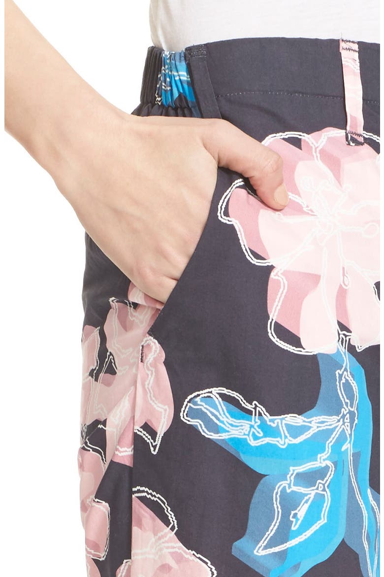 Print Cuff Crop Pants, Alternate, color, SAKURA BLACK
