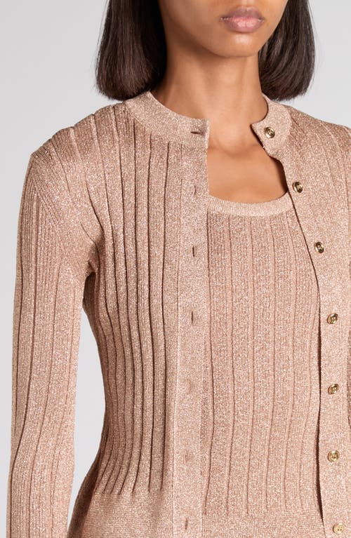 Tom Ford Metallic Rib Cardigan In Pink