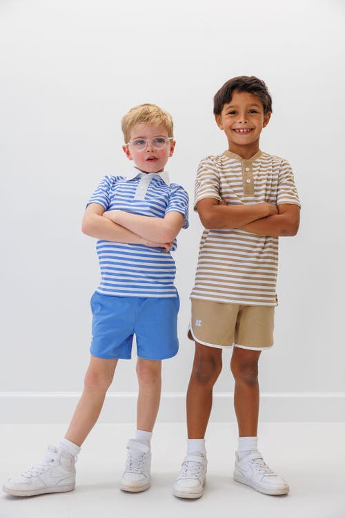 Courtside Kids Boys Polo Shirt In Blue/white Stripe