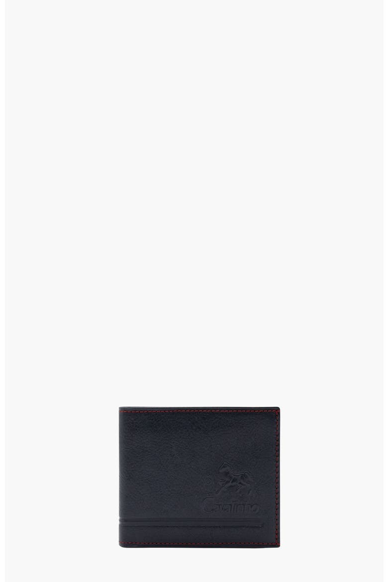 Navy Line Trifold Leather Wallet 505, Main, color, Navy