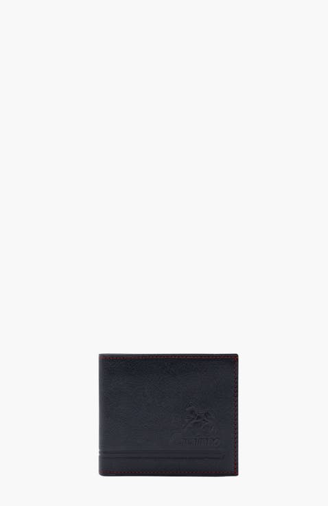 Navy Line Trifold Leather Wallet 505