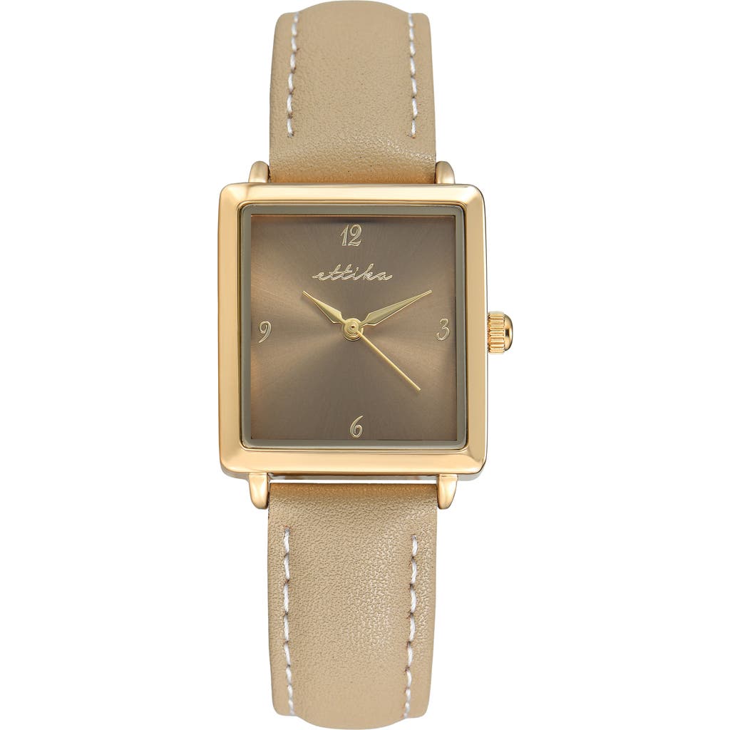 Ettika Square Case Leather Strap Watch In Brown