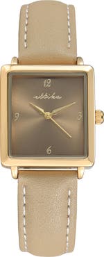 Ettika Square Case Leather Strap Watch
